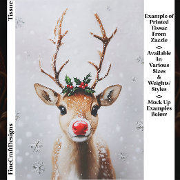 Whimsical Rudolph Rendier Rode Neus EJ1 Decoupage Tissuepapier
