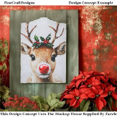 Whimsical Rudolph Rendier Rode Neus EJ2 Decoupage Tissuepapier