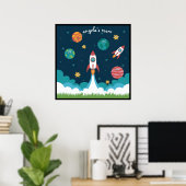 Whimsical ruimte kunst voor kinderkamer poster (Thuiskantoor)