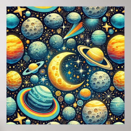 Whimsical ruimte scène poster (Voorkant)