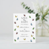 Whimsical Rustic Butterfly slaat de datum op Aankondigingskaart (Staand voorkant)
