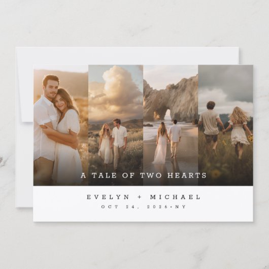 Whimsical Rustic Collage Photo Wedding Kaart (Voorkant)