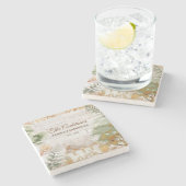 Whimsical Rustic Country House Family Name Stenen Onderzetter (Zijkant)