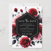 Whimsical Rustic Crimson Red Wedding Save The Date (Voorkant)