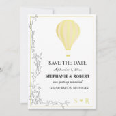 Whimsical Rustic Golden Hot Air ballon Save The Date (Voorkant)