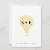 Whimsical Rustic Golden Hot Air ballon Save The Date (Achterkant)