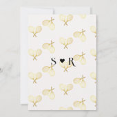 Whimsical Rustic Golden Tennis Thema Save The Date (Achterkant)