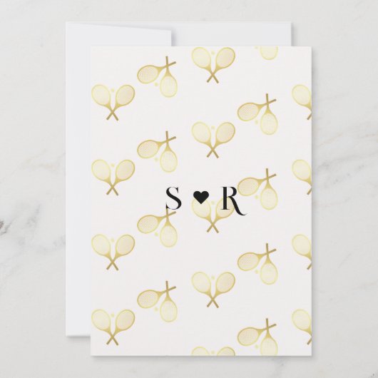 Whimsical Rustic Golden Tennis Thema Save The Date (Achterkant)