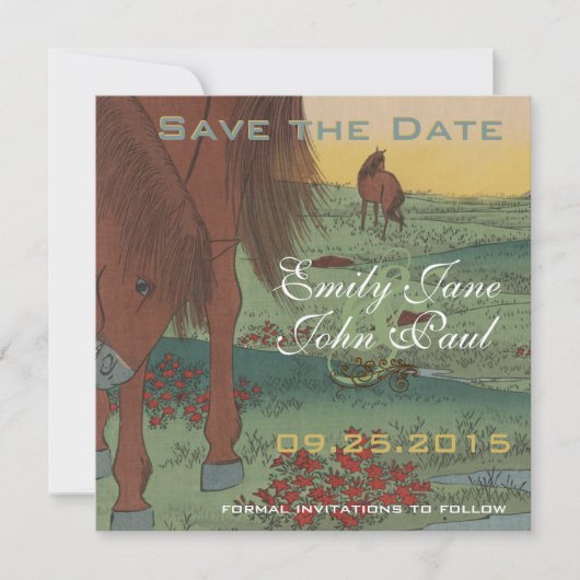 Whimsical Rustic Horse Save the Date (Voorkant)