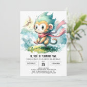 Whimsical Rustic Monkey Verjaardag Kaart (Staand voorkant)