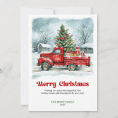 Whimsical Rustic Red Truck Holiday Scene Greeting Feestdagenkaart (Voorkant)