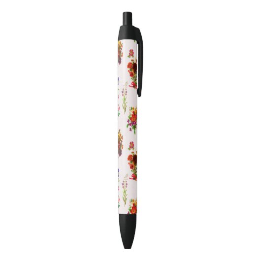 Whimsical Rustic Summer Wildflower Foliage Zwarte Inkt Pen (Achterkant (Verticaal))