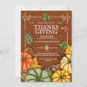 Whimsical Rustic Thanksgiving Dinner Pumpkin Fall Kaart (Voorkant)