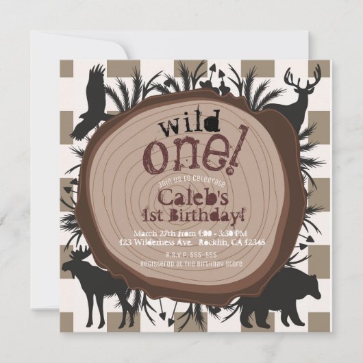 Whimsical Rustic Wilderness Woodland Animals 1st Kaart (Voorkant)