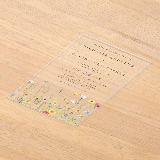 Whimsical Rustic Wildflower Wedding Acryl Uitnodigingen (Laagn)