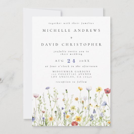 Whimsical Rustic Wildflower Wedding Kaart (Voorkant)