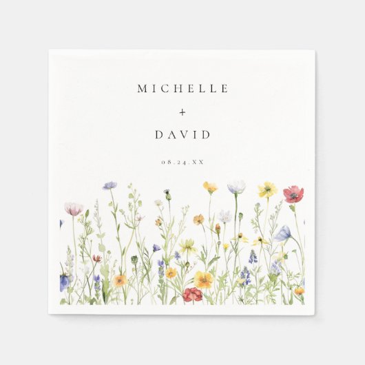 Whimsical Rustic Wildflower Wedding Servet (Voorkant)