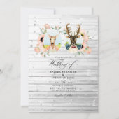 Whimsical Rustic Woodland Forest Deer Wedding Kaart (Voorkant)