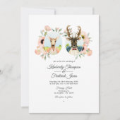 Whimsical Rustic Woodland Forest Deer Wedding Kaart (Voorkant)