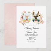Whimsical Rustic Woodland Forest Deer Wedding Kaart (Voorkant / Achterkant)