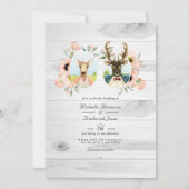 Whimsical Rustic Woodland Forest Deer Wedding Kaart (Voorkant)