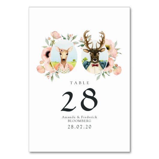 Whimsical Rustic Woodland Forest Deer Wedding Kaart (Voorkant)