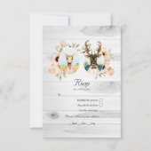 Whimsical Rustic Woodland Forest Deer Wedding RSVP Kaartje (Voorkant)