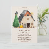 Whimsical rustiek Boerderij bruiloft Kaart (Staand voorkant)