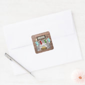 Whimsical rustiek land huis & haard naam vierkante sticker (Envelop)