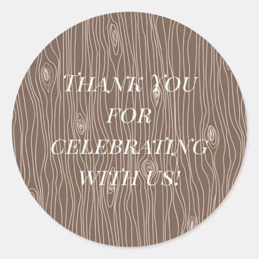 Whimsical rustieke houtnerf bos ronde sticker (Voorkant)