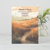 Whimsical rustieke Wildflower Meadow bruiloft Kaart (Staand voorkant)