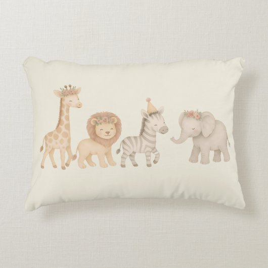 Whimsical Safari Animal Nursery Accent Pillow Accent Kussen (Voorkant)