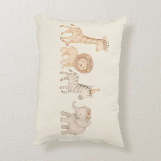 Whimsical Safari Animal Nursery Accent Pillow Kussen (Achterkant (Verticaal))