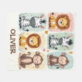 Whimsical Safari Animals Fleece Deken (Voorkant (Horizontaal))