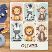 Whimsical Safari Animals Fleece Deken