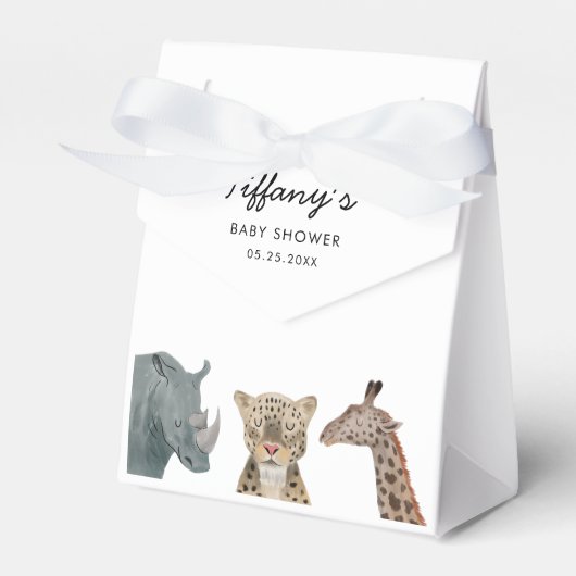Whimsical Safari Dieren Baby shower Bedankdoosjes (Voorkant Zijde)