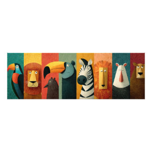 Whimsical Safari Dieren Poster