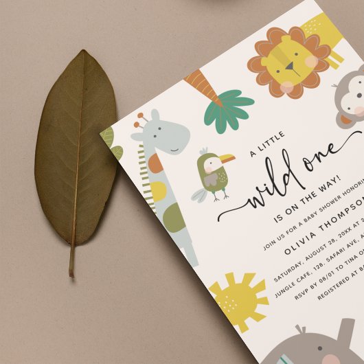 Whimsical Safari 'Wild One' Baby shower Kaart