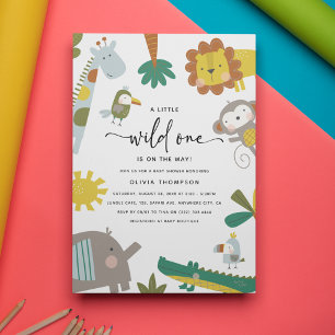 Whimsical Safari 'Wild One' Baby shower Kaart