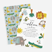 Whimsical Safari 'Wildebras' Baby Shower Kaart