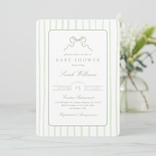 Whimsical sage Baby Shower Kaart (Staand voorkant)