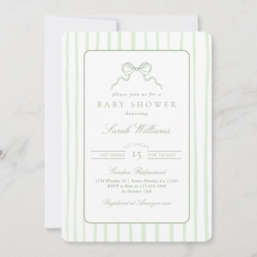 Whimsical sage Baby Shower Kaart (Voorkant)