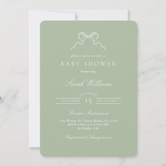 Whimsical Sage Boog Baby Shower uitnodiging (Voorkant)