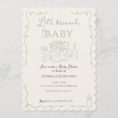Whimsical Sage Doodle Laten we brunchen Baby Showe Kaart (Voorkant)