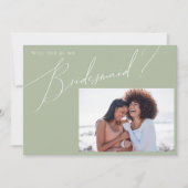 Whimsical Sage | Foto Bridesmaid proposal Kaart (Voorkant)