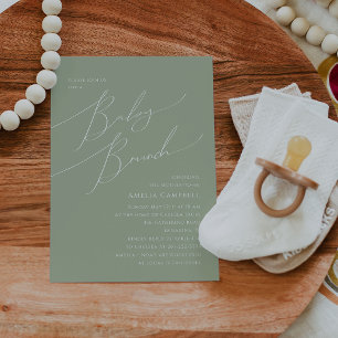 Whimsical Sage Green Baby Brunch Invitation Kaart