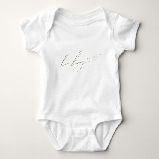 Whimsical Sage Green Baby Est Romper (Voorkant)