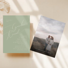 Whimsical Sage Green Baby Gender Reveal Foto Kaart