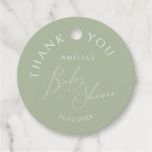 Whimsical Sage Green Baby shower Bedankt Bedankjes Labels (Voorkant)
