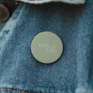 Whimsical Sage Green Baby shower Dad To Be Ronde Button 5,7 Cm